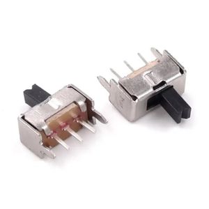 کلید کشویی ریز 2 حالته 3 پین (فلزی) / 8.5mm*4.5mm / ارتفاع بدنه بدون پایه : 4.5mm / ارتفاع دسته: 5mm