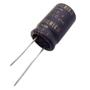 خازن الکترولیتی 220uF / 50V ژاپنی مارک ELNA سری SILMIC II