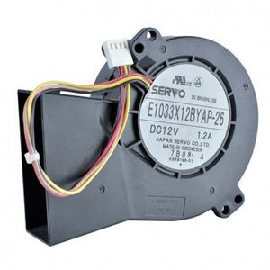 فن براشلس حلزونی چهار سیمه 12V سایز 8x8 مدل SERVO E1033X12BYAP