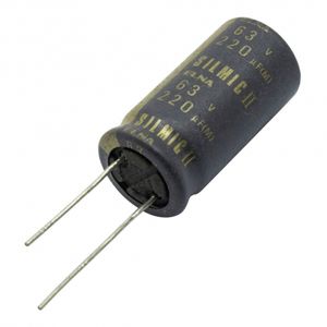 خازن الکترولیتی 220uF / 63V ژاپنی مارک ELNA سری SILMIC II