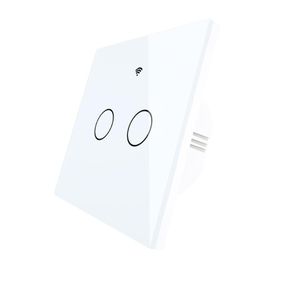 کلید دو پل هوشمند لمسی TUYA سفید با قابلیت کنترل از طریق WiFi و RF