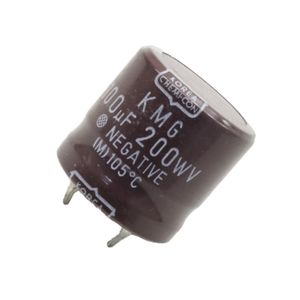 خازن الکترولیتی 100uF / 200V ژاپنی مارک NIPPON سری KMG