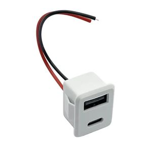 کانکتور مادگی پنلی دو پورت USB-A و TYPE-C سیم دار