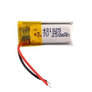 باتری لیتیوم پلیمر 3.7v ظرفیت 250mAh کد 401025