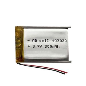 باتری لیتیوم پلیمر 3.7 ولت300mah سایز 402030