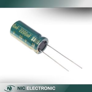خازن الکترولیتی 2200UF/10V-10X20-105C-GREEN