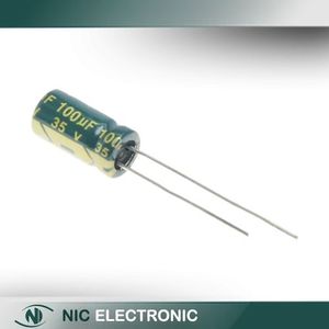 خازن الکترولیتی 100UF/35V-6.3X12-105C-GREEN