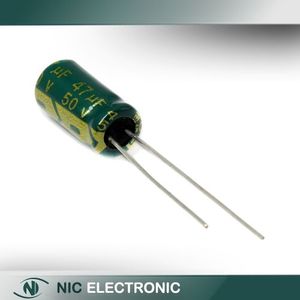 خازن الکترولیتی 47UF/50V-6.3X12-105C-GREEN