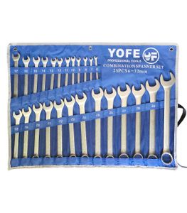 ست آچار 25 عددی یکسر تخت و یکسر رینگی یوفی YOFE مدل P25 اورجینال
