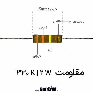مقاومت 2 وات 330 کیلو اهم ( 2W 330 K)