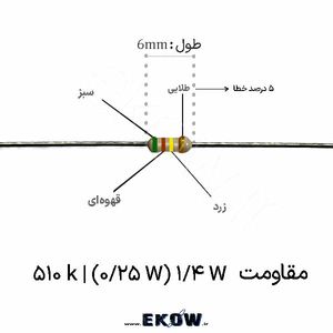 مقاومت 1/4 وات 510 کیلو اهم ( 1/4W 510 k)