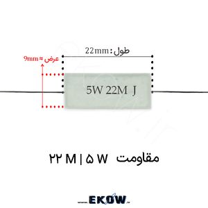 مقاومت آجری 5 وات 22 مگا اهم ( 5W 22 M)