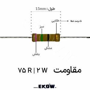 مقاومت 2 وات 75 اهم ( 2W 75 R)