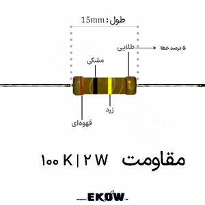 مقاومت 2 وات 120 کیلو اهم ( 2W 120 K) پک 50 عددی