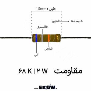 مقاومت 2 وات 68 کیلو اهم ( 2W 68 K)