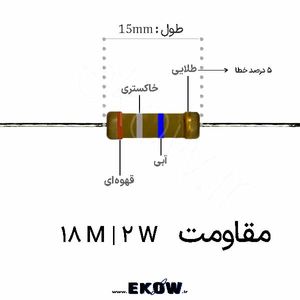 مقاومت 2 وات 18 مگا اهم ( 2W 18 M)