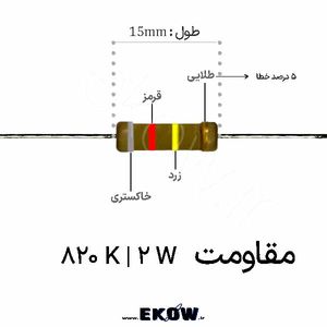 مقاومت 2 وات 820 کیلو اهم ( 2W 820 K)