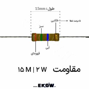مقاومت 2 وات 15 مگا اهم ( 2W 15 M)