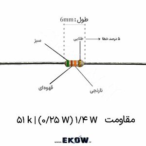 مقاومت 1/4 وات 51 کیلو اهم ( 1/4W 51 k)