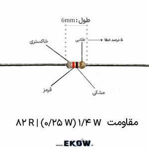 مقاومت 1/4 وات 82 اهم ( 1/4W 82 R)