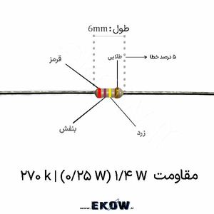 مقاومت 1/4 وات 270 کیلو اهم ( 1/4W 270 k)
