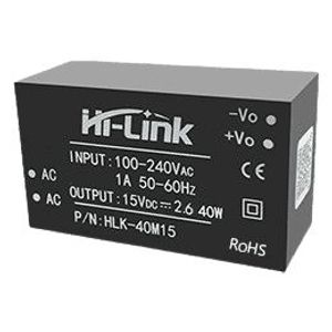 منبع تغذیه AC TO DC 220V TO 15V 2.6A HLK-40M15 - فروشگاه قطعات الکترونیک میکرونور