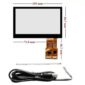تاچ خازنی 4.3 اینچ با درایور GT911 قابلیت اتصال با 6 پین I2C و USB مدل STC-04399-5