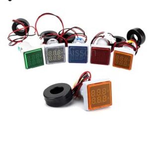 ولتمتر و آمپرمتر چراغ سیگنالی AC500V-100A مربعی مدل AD16-22VAMS