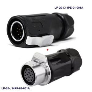 کانکتور ضد آب 14 پین پنلی نری و مادگی قطر 20mm بادرپوش