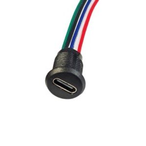 کانکتور مادگی Type-c پنلی گرد سیم دار 5 پین پیچی ضد آب