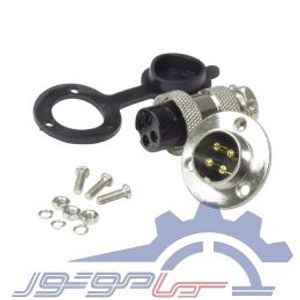 ست کانکتور فلزی نظامی4 پین GX-20 فلنج دار با درپوش