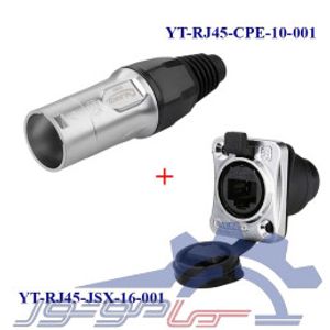 ست کانکتور ضد آب 8 پین RJ45 نری مادگی قطر 16mm با درپوش سری YT بدنه فلزی