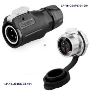 کانکتور ضد آب 4 پین پنلی نری و مادگی قطر 16mm بادرپوش