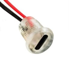 کانکتور مادگی Type-c پنلی 2 پین سیم دار پیچی ضد آب شفاف