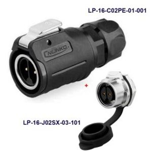 کانکتور ضد آب 2 پین پنلی نری و مادگی قطر 16mm بادرپوش