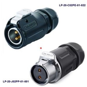 کانکتور ضد آب 2 پین پنلی نری و مادگی قطر 20mm بادرپوش