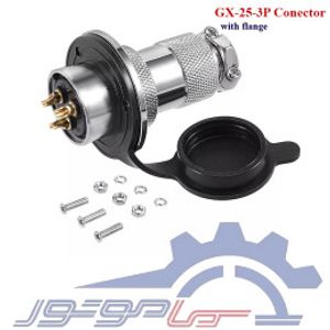 ست کانکتور فلزی نظامی 3 پین GX-25 فلنج دار با درپوش