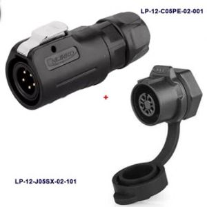 کانکتور ضد آب 5 پین پنلی نری و مادگی قطر 12mm بادرپوش