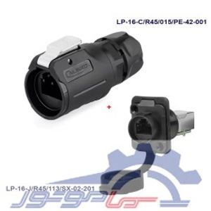 کانکتور ضد آب 8 پین RJ45 نری مادگی قطر 16mm با درپوش سری LP