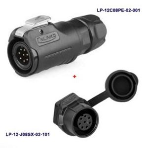 کانکتور ضد آب 8 پین پنلی نری و مادگی قطر 12mm بادرپوش