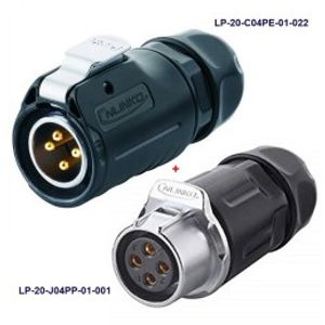 کانکتور ضد آب 4 پین پنلی نری و مادگی قطر 20mm بادرپوش