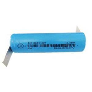 باتری لیتیوم 18650-2550mA دارای نیکل Z جوش داده