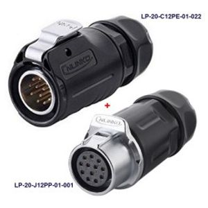 کانکتور ضد آب 12 پین پنلی نری و مادگی قطر 20mm بادرپوش