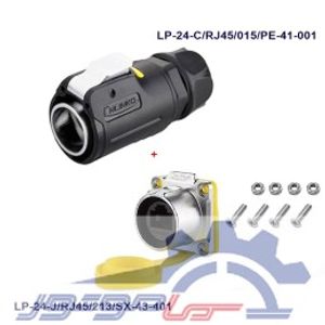 کانکتور ضد آب 8 پین RJ45 نری مادگی قطر 24mm با درپوش سری LP