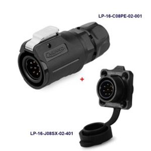 کانکتور ضد آب 8 پین پنلی نری و مادگی قطر 16mm بادرپوش