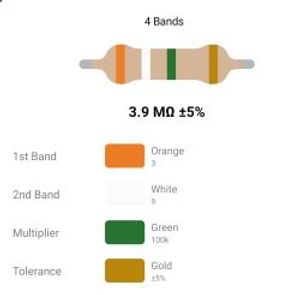 RESISTOR 1W 3.9M %5 - مقاومت 1 وات 3.9 مگااهم 5% کربنی