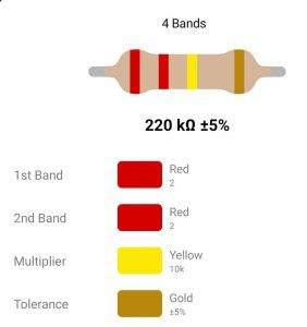 RESISTOR 1W 220K %5 – مقاومت 1 وات 220 کیلواهم 5% کربنی