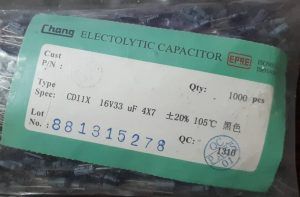CAP 16V 33uF – خازن الکترولیت، 16 ولت، 33 میکروفاراد