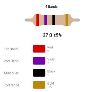 RESISTOR 1W 27R %5 – مقاومت 1 وات 27 اهم 5% کربنی