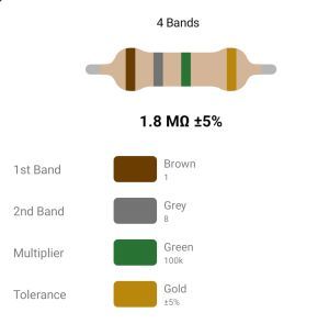 RESISTOR 1W 1.8M %5 - مقاومت 1 وات 1.8 مگااهم 5% کربنی